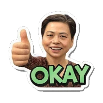 Middle-aged woman giving a thumbs up with OKAY text Cheerful Middle-Aged Woman Expressions sticker for expressive chats and social replies.