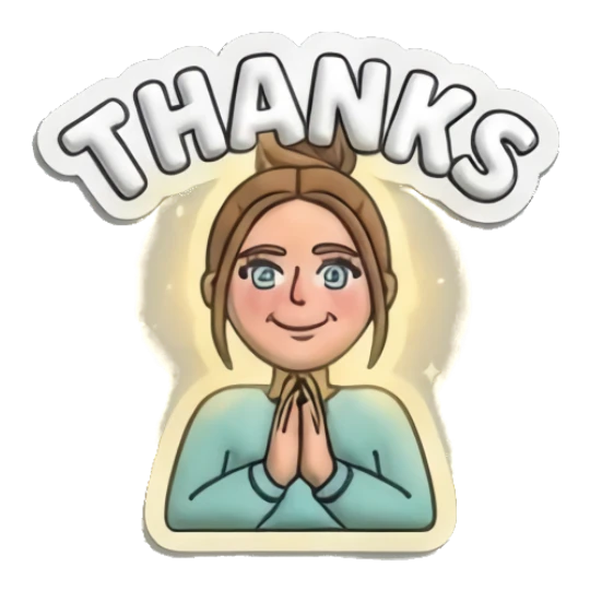 Girl with hands together in thanks Puffy Girl Daily Life sticker for expressive chats and social replies.