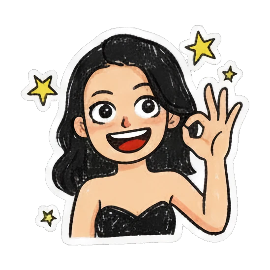 Girl making an OK gesture with a happy expression Charming Girl Daily Doodles sticker for expressive chats and social replies.