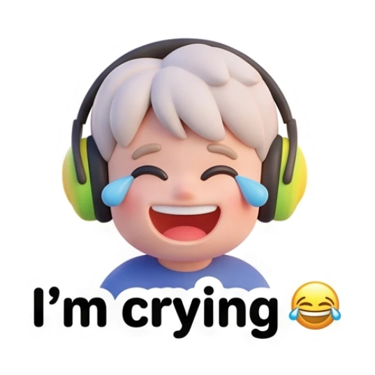 Happy boy laughing with tears of joy Gamer Boy Daily Life sticker for expressive chats and social replies.