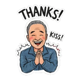 Grandpa saying thanks with hands together Cheerful Grandpa Daily Life sticker for expressive chats and social replies.