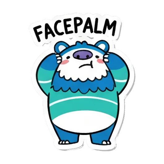 Facepalming monster, 'FACEPALM' Fluffy Monster Moods sticker for expressive chats and social replies.