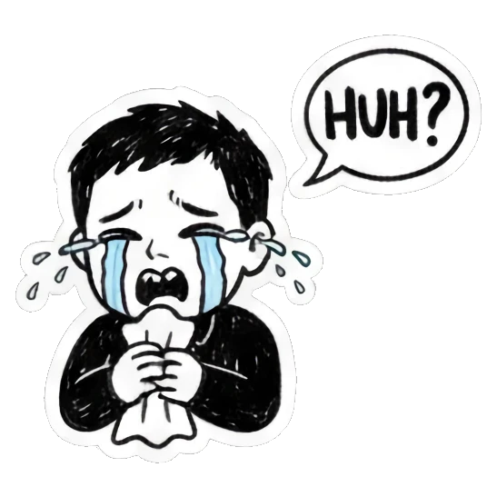 涂鸦男孩哭泣HUH Doodle Guy's Moods sticker for expressive chats and social replies.