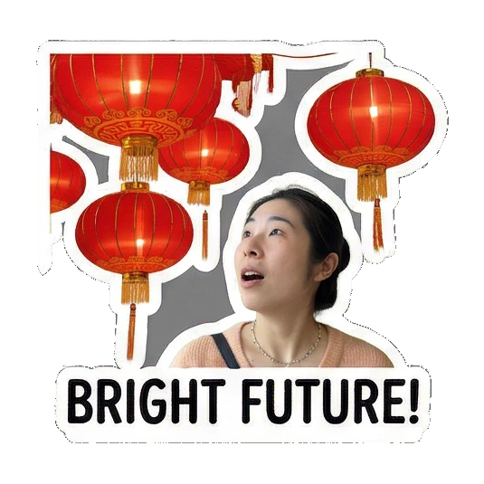 Looking at lanterns Joyful Lunar New Year Moments sticker for expressive chats and social replies.