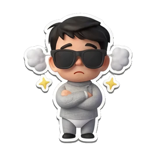 小男孩戴墨镜生气 Little Boy Daily Adventures sticker for expressive chats and social replies.