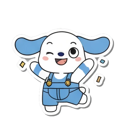 Puppy celebrating with confetti Little Scientist Puppy sticker for expressive chats and social replies.