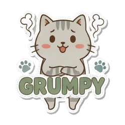 Grumpy cat with steam and text Cozy Tabby Daily sticker for expressive chats and social replies.
