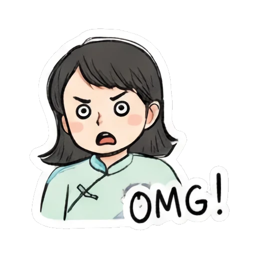 shocked expression Daily Life of a Cheerful Girl sticker for expressive chats and social replies.