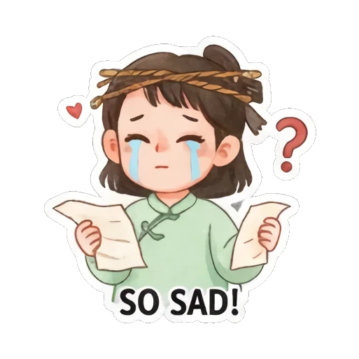 难过流泪的表情 Zen Girl Daily Life sticker for expressive chats and social replies.