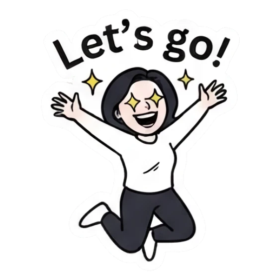Excited woman jumping with joy saying Let's go Daily Life of a Modern Girl sticker for expressive chats and social replies.