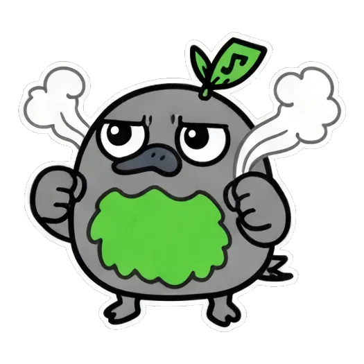 生气冒烟的小鸟 Cute Leaf Bird Expressions sticker for expressive chats and social replies.