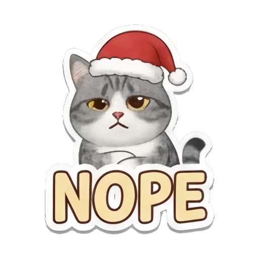 拒绝猫咪戴圣诞帽NOPE Kitty's Festive Feelings sticker for expressive chats and social replies.