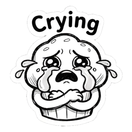 Muffin crying with crossed arms Muffin Moods sticker for expressive chats and social replies.