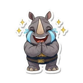 犀牛开心大笑 Chubby Rhino Fun sticker for expressive chats and social replies.
