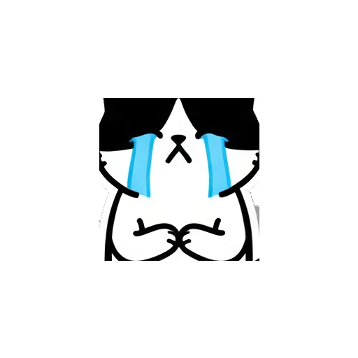 Crying cat with blue tears and text '真的吗?' Black and White Cat Daily sticker for expressive chats and social replies.