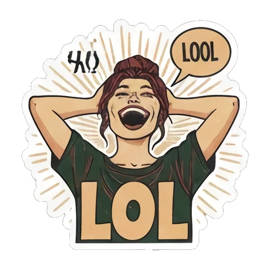 Laughing out loud with 'LOL' and 'LOOL' Expressive Gal's Daily Moods sticker for expressive chats and social replies.