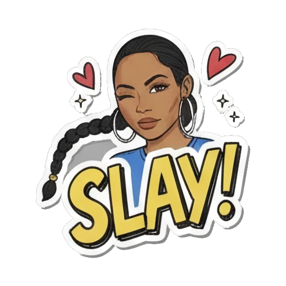 自信眼神表达SLAY Urban Diva Vibes sticker for expressive chats and social replies.