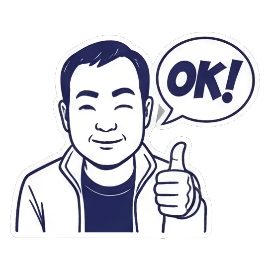 Man smiling with thumbs up and OK speech bubble Cool Guy Daily Life sticker for expressive chats and social replies.
