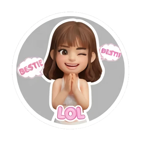 Girl winking with Bestie Lol text Cute 3D Girl Daily Life sticker for expressive chats and social replies.