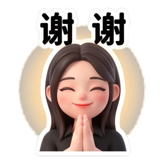 Girl with hands together in gratitude Modern Girl Daily Expressions sticker for expressive chats and social replies.