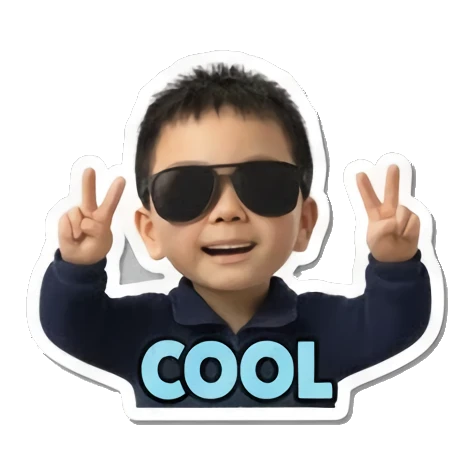 男孩酷Cool Little Boy's Moods sticker for expressive chats and social replies.