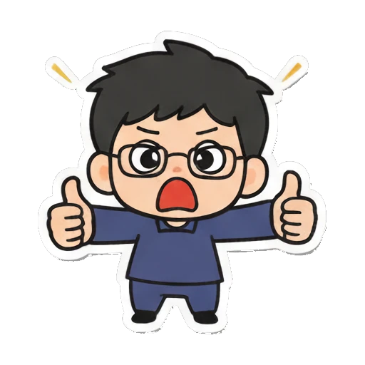 Boy with glasses giving a double thumbs up Cheerful Glasses Boy Daily sticker for expressive chats and social replies.
