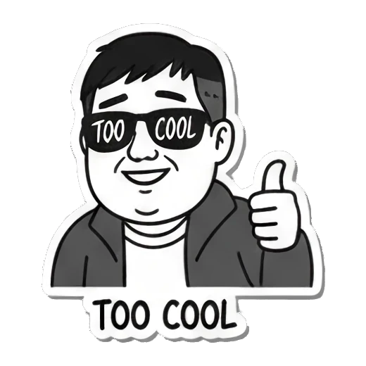戴墨镜点赞配Too Cool Everyday Man Moods sticker for expressive chats and social replies.