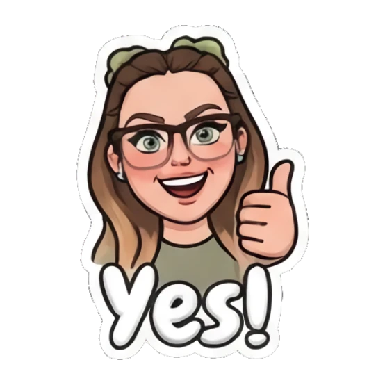 Girl with glasses smiling and giving a thumbs up, text Yes My Daily Moods sticker for expressive chats and social replies.
