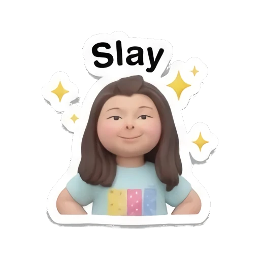 Confident girl posing with sparkles with text Slay Little Girl Daily Vibes sticker for expressive chats and social replies.