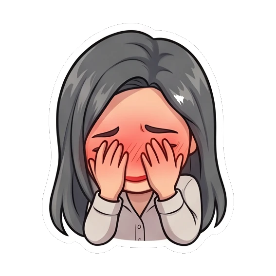 Office lady blushing and covering her face with hands Office Lady Daily Life sticker for expressive chats and social replies.