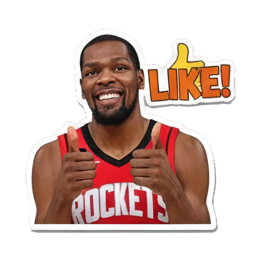 Durant giving double thumbs up with 'LIKE' text, smiling. Kevin Durant Basketball Moods sticker for expressive chats and social replies.