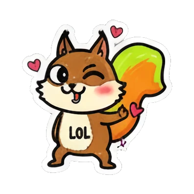 Squirrel blowing a kiss, saying 'LOL'. Cute Squirrel Daily Fun sticker for expressive chats and social replies.