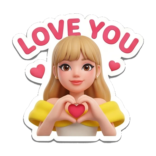 Blonde girl making heart shape with hands, love expression. Golden Girl Daily Vibes sticker for expressive chats and social replies.