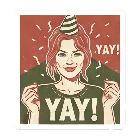 庆祝YAY派对 Vintage Vixen Vibes sticker for expressive chats and social replies.