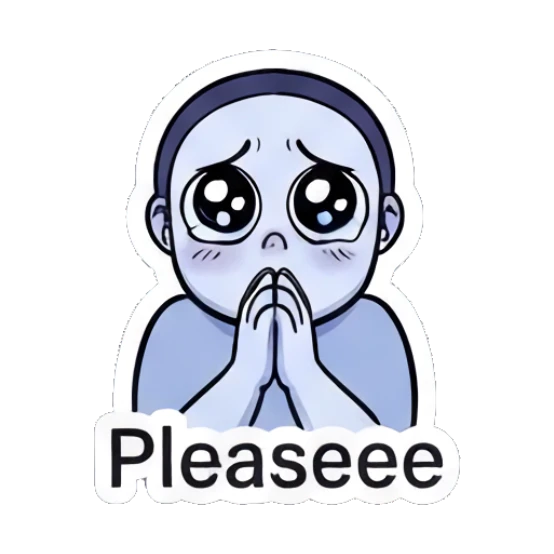 Pleading girl with big eyes saying Please Modern Girl Daily Vibes sticker for expressive chats and social replies.