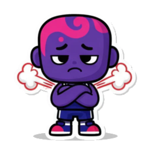 生气冒烟的卡通角色 Expressive Purple Buddy sticker for expressive chats and social replies.