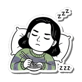 女孩困倦地准备小憩 Girl's Daily Moods sticker for expressive chats and social replies.