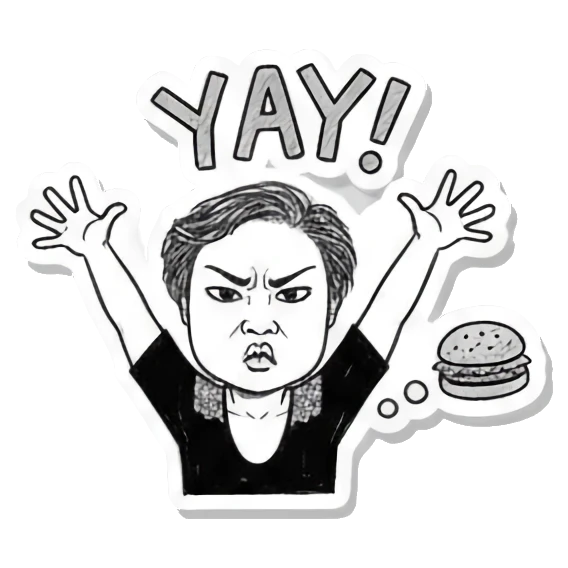阿姨欢呼YAY Auntie's Daily Moods sticker for expressive chats and social replies.