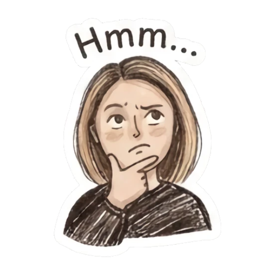 Girl thinking with a hand on her chin Sketchy Girl Daily Vibes sticker for expressive chats and social replies.