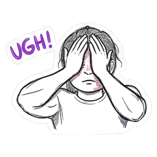 捂脸无奈的女孩 Doodle Girl Daily Vibes sticker for expressive chats and social replies.