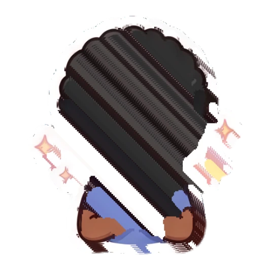 Curly-haired boy praying with eyes closed and sparkling aura Cheerful Afro Boy Daily sticker for expressive chats and social replies.
