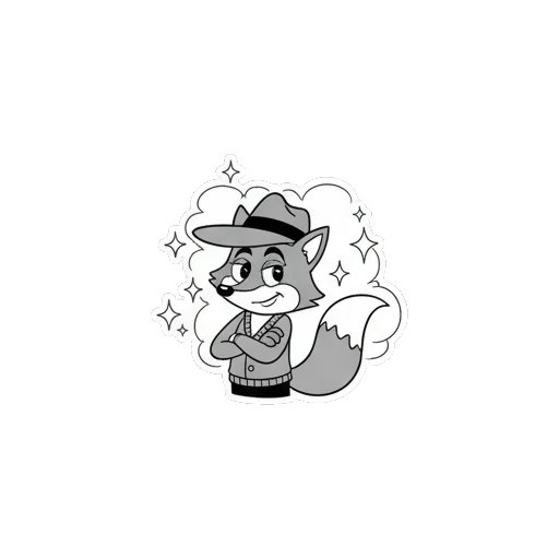 Detective fox looking confident with sparkles saying Yes! Vintage Detective Fox sticker for expressive chats and social replies.