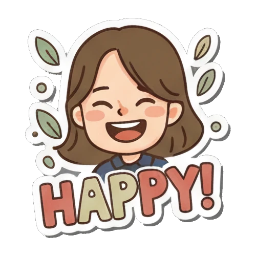 快乐女孩大笑说HAPPY! Vibrant Girl's Daily sticker for expressive chats and social replies.
