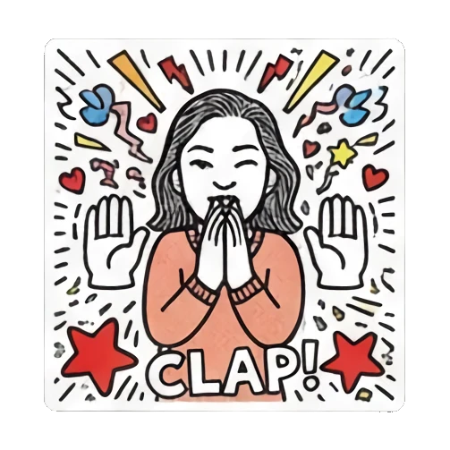 女孩鼓掌喝彩 Pop Art Girl Daily Vibes sticker for expressive chats and social replies.