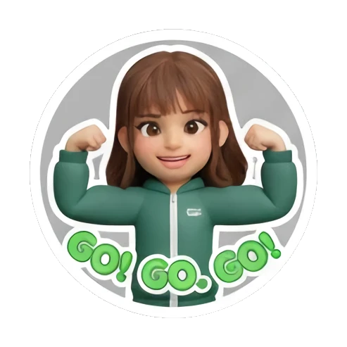Girl flexing muscles with Go Go Go text Cute 3D Girl Daily Life sticker for expressive chats and social replies.