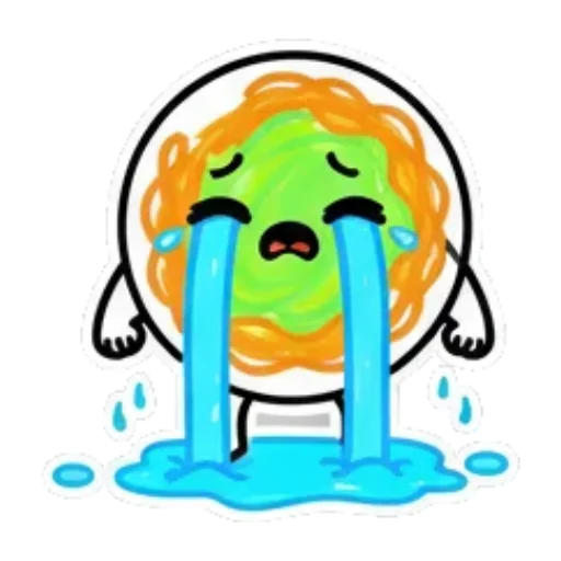 角色流泪哭泣很伤心。 Cute Foodie Expressions sticker for expressive chats and social replies.