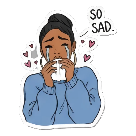 伤心哭泣女孩 Doodle Girl Moods sticker for expressive chats and social replies.