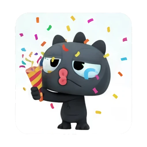 Monster celebrating with confetti and text PARTY Little Dark Monster Daily sticker for expressive chats and social replies.