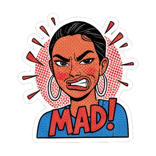 悲伤的女孩流泪 Retro Pop Girl Expressions sticker for expressive chats and social replies.