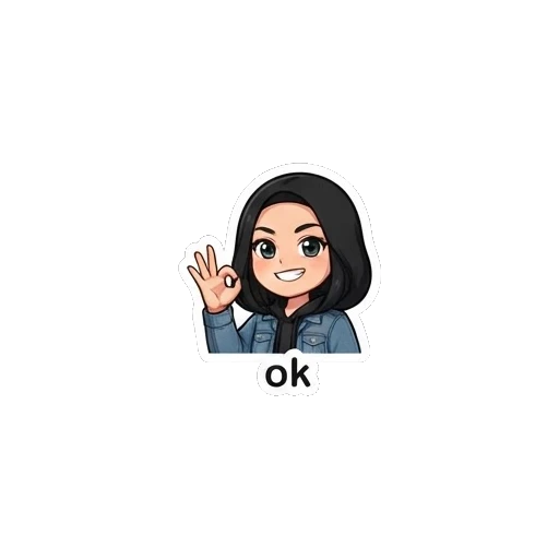 Cool girl making an OK hand gesture with a confident smile Cool Girl Daily Vibes sticker for expressive chats and social replies.